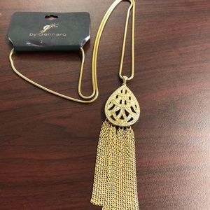 Gold tear drop on long chain